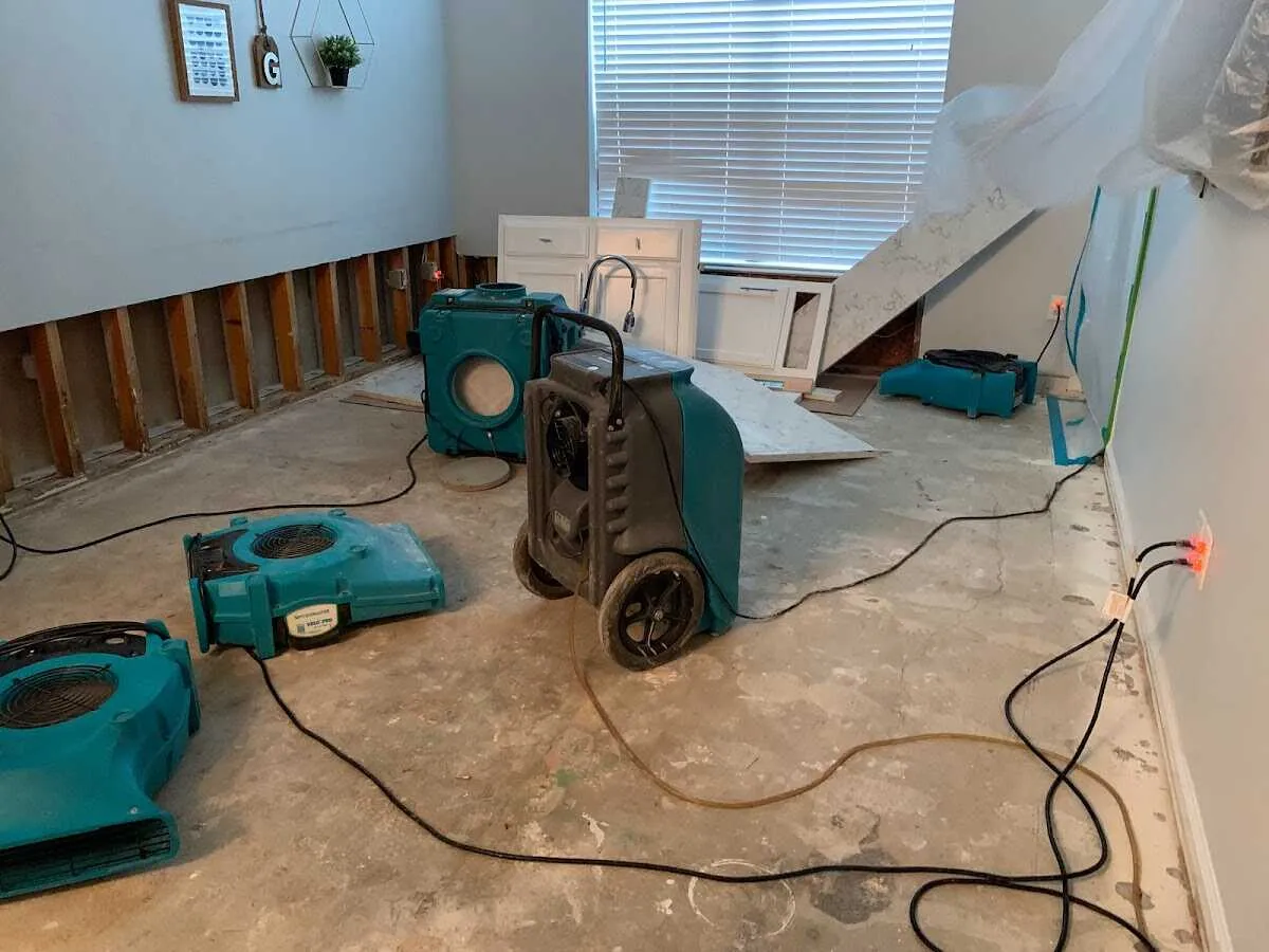 Dehumidifier in flood-cut room for Water Damage Restoration in Harker Heights